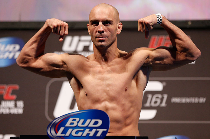 WINNIPEG, CANADA - JUNE 14: Sean Pierson weighs in during the UFC 161 weigh-in at the MTS Centre on June 14, 2013 in Winnipeg, Manitoba, Canada. (Photo by Josh Hedges/Zuffa LLC/Zuffa LLC via Getty Images)