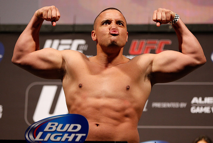 WINNIPEG, CANADA - JUNE 14: Pat Barry weighs in during the UFC 161 weigh-in at the MTS Centre on June 14, 2013 in Winnipeg, Manitoba, Canada. (Photo by Josh Hedges/Zuffa LLC/Zuffa LLC via Getty Images)