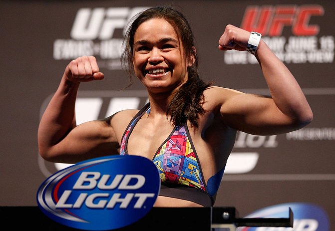 WINNIPEG, CANADA - JUNE 14: Rosi Sexton weighs in during the UFC 161 weigh-in at the MTS Centre on June 14, 2013 in Winnipeg, Manitoba, Canada. (Photo by Josh Hedges/Zuffa LLC/Zuffa LLC via Getty Images)