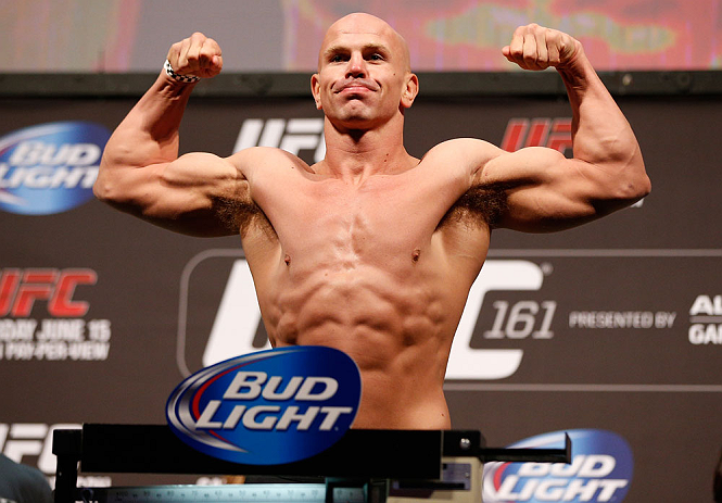 WINNIPEG, CANADA - JUNE 14: Ryan Jimmo weighs in during the UFC 161 weigh-in at the MTS Centre on June 14, 2013 in Winnipeg, Manitoba, Canada. (Photo by Josh Hedges/Zuffa LLC/Zuffa LLC via Getty Images)