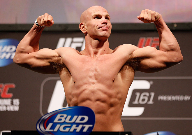 WINNIPEG, CANADA - JUNE 14: Ryan Jimmo weighs in during the UFC 161 weigh-in at the MTS Centre on June 14, 2013 in Winnipeg, Manitoba, Canada. (Photo by Josh Hedges/Zuffa LLC/Zuffa LLC via Getty Images)