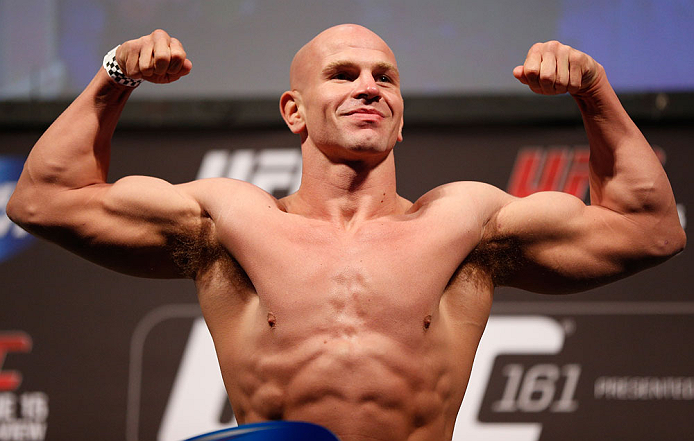 WINNIPEG, CANADA - JUNE 14: Ryan Jimmo weighs in during the UFC 161 weigh-in at the MTS Centre on June 14, 2013 in Winnipeg, Manitoba, Canada. (Photo by Josh Hedges/Zuffa LLC/Zuffa LLC via Getty Images)
