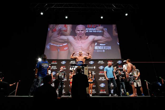 WINNIPEG, CANADA - JUNE 14: Ryan Jimmo weighs in during the UFC 161 weigh-in at the MTS Centre on June 14, 2013 in Winnipeg, Manitoba, Canada. (Photo by Josh Hedges/Zuffa LLC/Zuffa LLC via Getty Images)