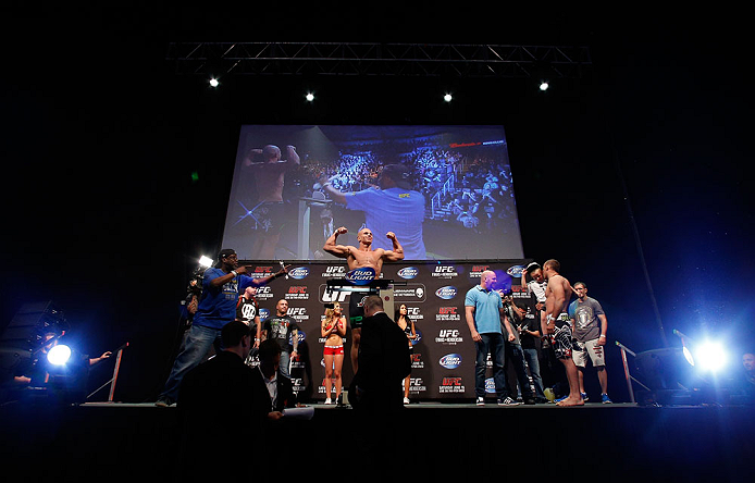 WINNIPEG, CANADA - JUNE 14: Ryan Jimmo weighs in during the UFC 161 weigh-in at the MTS Centre on June 14, 2013 in Winnipeg, Manitoba, Canada. (Photo by Josh Hedges/Zuffa LLC/Zuffa LLC via Getty Images)