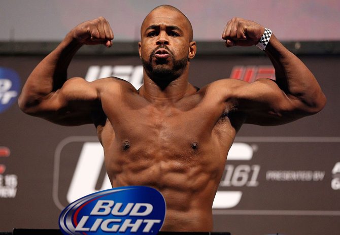 WINNIPEG, CANADA - JUNE 14: Rashad Evans weighs in during the UFC 161 weigh-in at the MTS Centre on June 14, 2013 in Winnipeg, Manitoba, Canada. (Photo by Josh Hedges/Zuffa LLC/Zuffa LLC via Getty Images)