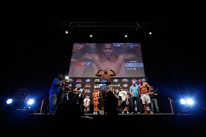 WINNIPEG, CANADA - JUNE 14: Rashad Evans weighs in during the UFC 161 weigh-in at the MTS Centre on June 14, 2013 in Winnipeg, Manitoba, Canada. (Photo by Josh Hedges/Zuffa LLC/Zuffa LLC via Getty Images)