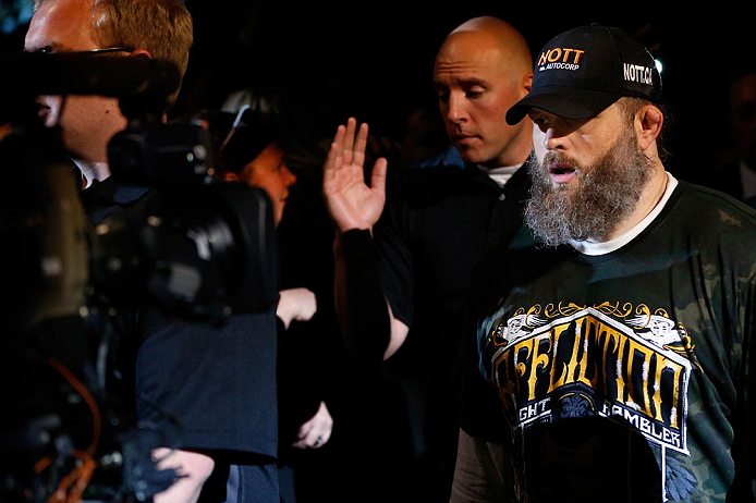 WINNIPEG, CANADA - JUNE 15: "Big Country" Roy Nelson enters the arena before his heavyweight fight against Stipe Miocic during the UFC 161 event at the MTS Centre on June 15, 2013 in Winnipeg, Manitoba, Canada. (Photo by Josh Hedges/Zuffa LLC/Zuffa LLC