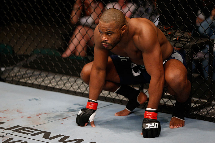 WINNIPEG, CANADA - JUNE 15: Rashad Evans sits in his corner before his light heavyweight fight against Dan Henderson during the UFC 161 event at the MTS Centre on June 15, 2013 in Winnipeg, Manitoba, Canada. (Photo by Josh Hedges/Zuffa LLC/Zuffa LLC via