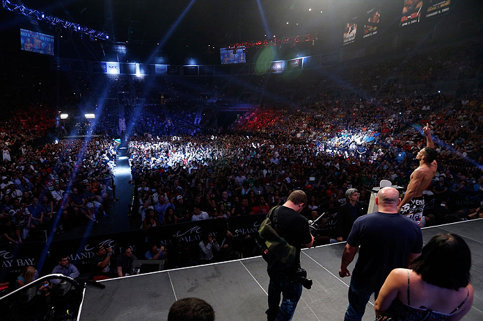 LAS VEGAS, NV - JULY 05: A general view of the arena as Charles Oliveira weighs in during the UFC 162 weigh-in at the Mandalay Bay Events Center on July 5, 2013 in Las Vegas, Nevada. (Photo by Josh Hedges/Zuffa LLC/Zuffa LLC via Getty Images)