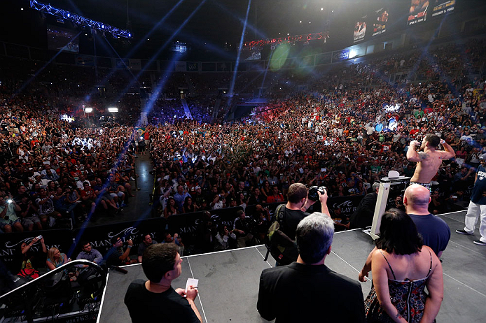 LAS VEGAS, NV - JULY 05: A general view of the arena as Chris Weidman weighs in during the UFC 162 weigh-in at the Mandalay Bay Events Center on July 5, 2013 in Las Vegas, Nevada. (Photo by Josh Hedges/Zuffa LLC/Zuffa LLC via Getty Images)