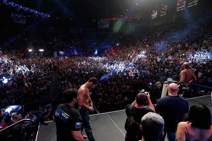 LAS VEGAS, NV - JULY 05: A general view of the arena as Anderson Silva weighs in during the UFC 162 weigh-in at the Mandalay Bay Events Center on July 5, 2013 in Las Vegas, Nevada. (Photo by Josh Hedges/Zuffa LLC/Zuffa LLC via Getty Images)