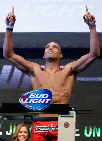 LAS VEGAS, NV - JULY 05: Edson Barboza weighs in during the UFC 162 weigh-in at the Mandalay Bay Events Center on July 5, 2013 in Las Vegas, Nevada. (Photo by Josh Hedges/Zuffa LLC/Zuffa LLC via Getty Images)