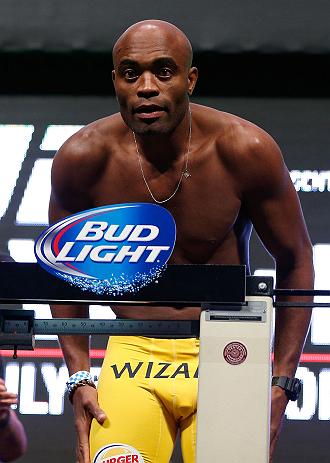 LAS VEGAS, NV - JULY 05: Anderson Silva weighs in during the UFC 162 weigh-in at the Mandalay Bay Events Center on July 5, 2013 in Las Vegas, Nevada. (Photo by Josh Hedges/Zuffa LLC/Zuffa LLC via Getty Images)
