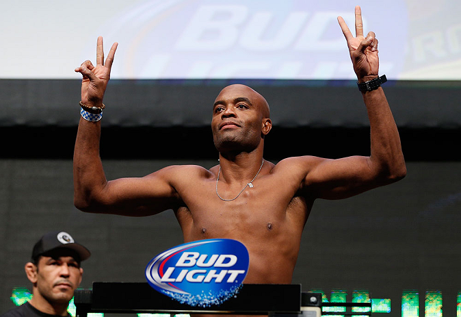 LAS VEGAS, NV - JULY 05: Anderson Silva weighs in during the UFC 162 weigh-in at the Mandalay Bay Events Center on July 5, 2013 in Las Vegas, Nevada. (Photo by Josh Hedges/Zuffa LLC/Zuffa LLC via Getty Images)