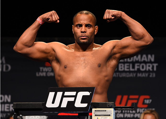 LAS VEGAS, NV - MAY 22: Daniel Cormier weighs in during the UFC 187 weigh-in at the MGM Grand Conference Center on May 2, 2015 in Las Vegas, Nevada. (Photo by Josh Hedges/Zuffa LLC/Zuffa LLC via Getty Images)
