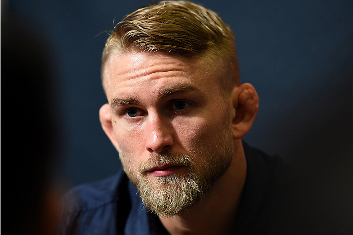 HOUSTON, TX - OCTOBER 01: Alexander Gustafsson of Sweden interacts with media during the UFC 192 Ultimate Media Day at the Toyota Center on October 1, 2015 in Houston, Texas. (Photo by Josh Hedges/Zuffa LLC/Zuffa LLC via Getty Images)