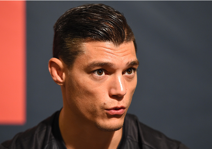 HOUSTON, TX - OCTOBER 01: Alan Jouban interacts with media during the UFC 192 Ultimate Media Day at the Toyota Center on October 1, 2015 in Houston, Texas. (Photo by Josh Hedges/Zuffa LLC/Zuffa LLC via Getty Images)