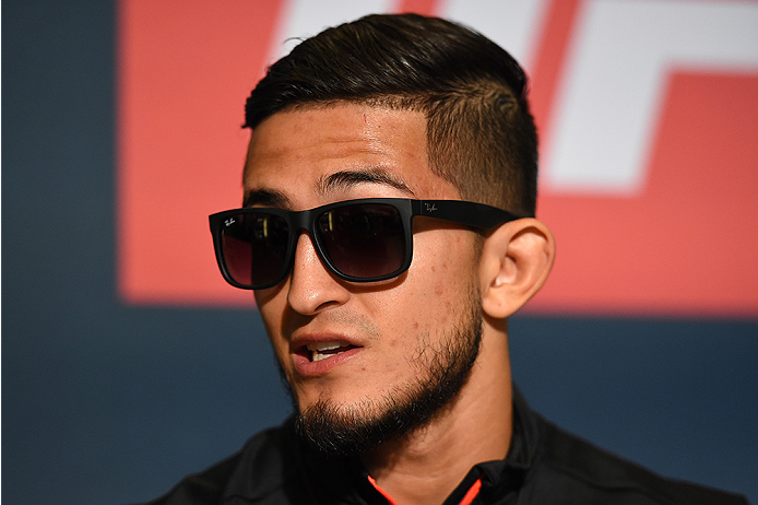 HOUSTON, TX - OCTOBER 01: Sergio Pettis interacts with media during the UFC 192 Ultimate Media Day at the Toyota Center on October 1, 2015 in Houston, Texas. (Photo by Josh Hedges/Zuffa LLC/Zuffa LLC via Getty Images)