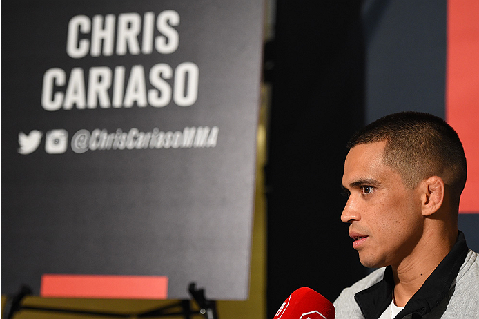 HOUSTON, TX - OCTOBER 01: Chris Cariaso interacts with media during the UFC 192 Ultimate Media Day at the Toyota Center on October 1, 2015 in Houston, Texas. (Photo by Josh Hedges/Zuffa LLC/Zuffa LLC via Getty Images)
