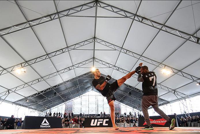 RIO DE JANEIRO, BRAZIL - MAY 11: Heavyweight champion Fabricio Verdum of Brazil holds an open training session at Arena da Baixada stadium on May 11, 2016 in Curitiba, Brazil. (Photo by Buda Mendes/Zuffa LLC/Zuffa LLC via Getty Images)