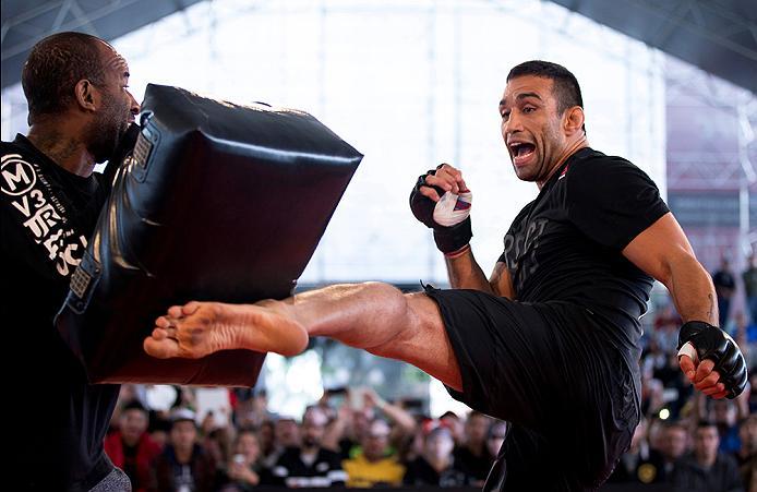 RIO DE JANEIRO, BRAZIL - MAY 11: Heavyweight champion Fabricio Verdum of Brazil holds an open training session at Arena da Baixada stadium on May 11, 2016 in Curitiba, Brazil. (Photo by Buda Mendes/Zuffa LLC/Zuffa LLC via Getty Images)