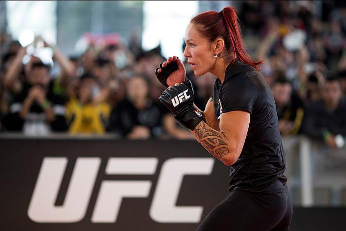 RIO DE JANEIRO, BRAZIL - MAY 11: Catchweight Cris "Cyborg" Justino of Brazil holds an open training session at Arena da Baixada stadium on May 11, 2016 in Curitiba, Brazil. (Photo by Buda Mendes/Zuffa LLC/Zuffa LLC via Getty Images) ***Local Caption*** Cr
