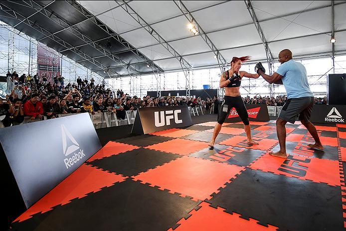 RIO DE JANEIRO, BRAZIL - MAY 11: Catchweight Cris "Cyborg" Justino of Brazil holds an open training session at Arena da Baixada stadium on May 11, 2016 in Curitiba, Brazil. (Photo by Buda Mendes/Zuffa LLC/Zuffa LLC via Getty Images) ***Local Caption*** Cr
