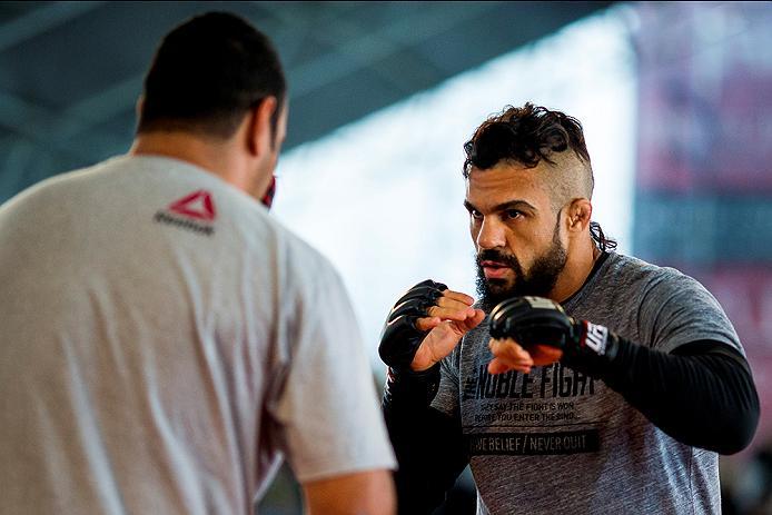 RIO DE JANEIRO, BRAZIL - MAY 11: Middleweight contender Vitor Belfort of Brazil holds an open training session at Arena da Baixada stadium on May 11, 2016 in Curitiba, Brazil. (Photo by Buda Mendes/Zuffa LLC/Zuffa LLC via Getty Images) ***Local Caption***