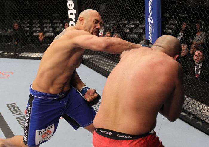 CHICAGO, IL - JANUARY 28: (L-R) Lavar Johnson punches Joey Beltran during the UFC on FOX event at United Center on January 28, 2012 in Chicago, Illinois. (Photo by Nick Laham/Zuffa LLC/Zuffa LLC via Getty Images) *** Local Caption *** Lavar Johnson; Joe