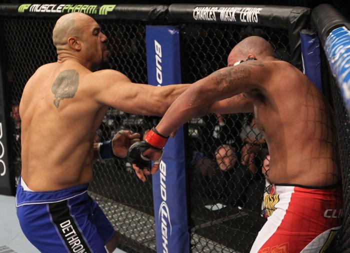 CHICAGO, IL - JANUARY 28: (L-R) Lavar Johnson punches Joey Beltran during the UFC on FOX event at United Center on January 28, 2012 in Chicago, Illinois. (Photo by Nick Laham/Zuffa LLC/Zuffa LLC via Getty Images) *** Local Caption *** Lavar Johnson; Joe