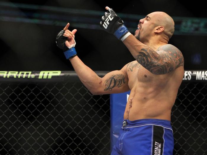 CHICAGO, IL - JANUARY 28: Lavar Johnson reacts after knocking out Joey Beltran during the UFC on FOX event at United Center on January 28, 2012 in Chicago, Illinois. (Photo by Josh Hedges/Zuffa LLC/Zuffa LLC via Getty Images) *** Local Caption *** Lavar