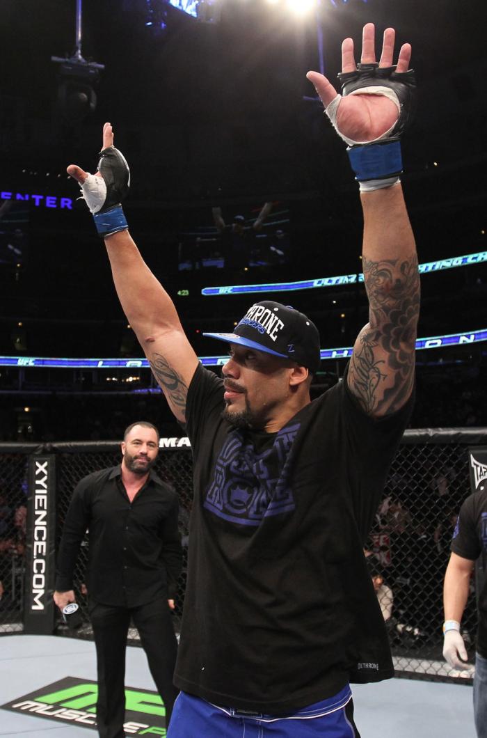 CHICAGO, IL - JANUARY 28: Lavar Johnson reacts after knocking out Joey Beltran during the UFC on FOX event at United Center on January 28, 2012 in Chicago, Illinois. (Photo by Nick Laham/Zuffa LLC/Zuffa LLC via Getty Images) *** Local Caption *** Lavar