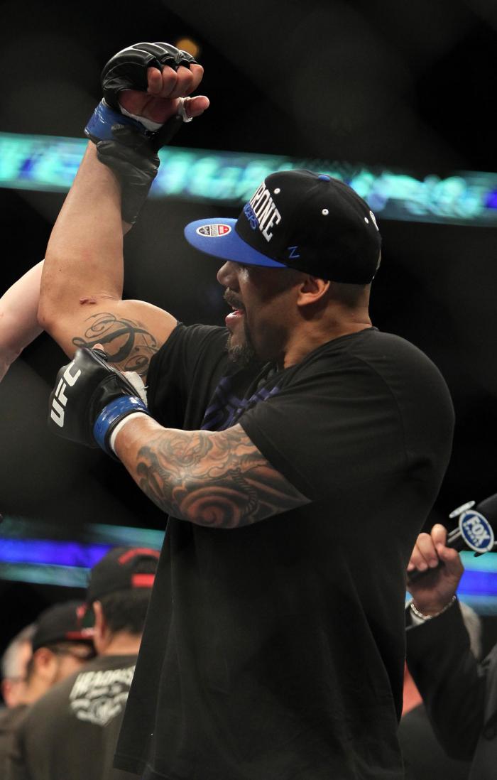 CHICAGO, IL - JANUARY 28: Lavar Johnson reacts after knocking out Joey Beltran during the UFC on FOX event at United Center on January 28, 2012 in Chicago, Illinois. (Photo by Josh Hedges/Zuffa LLC/Zuffa LLC via Getty Images) *** Local Caption *** Lavar