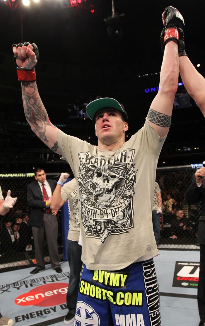 CHICAGO, IL - JANUARY 28: Chris Camozzi reacts after defeating Dustin Jacoby during the UFC on FOX event at United Center on January 28, 2012 in Chicago, Illinois. (Photo by Nick Laham/Zuffa LLC/Zuffa LLC via Getty Images) *** Local Caption *** Chris Ca
