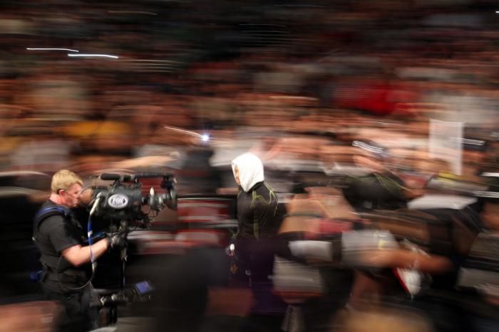 CHICAGO, IL - JANUARY 28: Rashad Evans enters the arena before his bout against Phil Davis during the UFC on FOX event at United Center on January 28, 2012 in Chicago, Illinois. (Photo by Josh Hedges/Zuffa LLC/Zuffa LLC via Getty Images) *** Local Capti