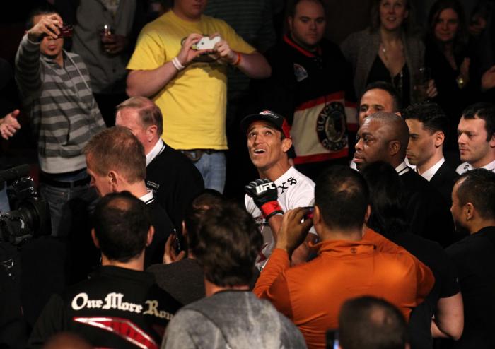 CHICAGO, IL - JANUARY 28: Charles Oliveira enters the arena before his bout against Eric Wisely during the UFC on FOX event at United Center on January 28, 2012 in Chicago, Illinois. (Photo by Nick Laham/Zuffa LLC/Zuffa LLC via Getty Images) *** Local C