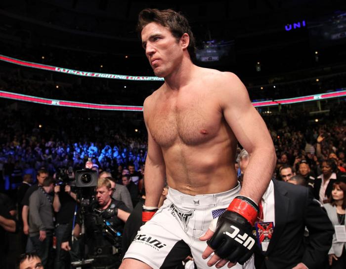 CHICAGO, IL - JANUARY 28: Chael Sonnen enters the octagon before his bout against Michael Bisping during the UFC on FOX event at United Center on January 28, 2012 in Chicago, Illinois. (Photo by Nick Laham/Zuffa LLC/Zuffa LLC via Getty Images) *** Local