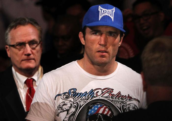 CHICAGO, IL - JANUARY 28: Chael Sonnen enters the arena before his bout against Michael Bisping during the UFC on FOX event at United Center on January 28, 2012 in Chicago, Illinois. (Photo by Josh Hedges/Zuffa LLC/Zuffa LLC via Getty Images) *** Local