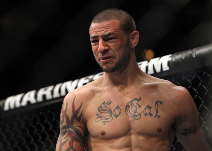 CHICAGO, IL - JANUARY 28: Cub Swanson reacts after his knockout victory over George Roop during the UFC on FOX event at United Center on January 28, 2012 in Chicago, Illinois. (Photo by Josh Hedges/Zuffa LLC/Zuffa LLC via Getty Images) *** Local Caption