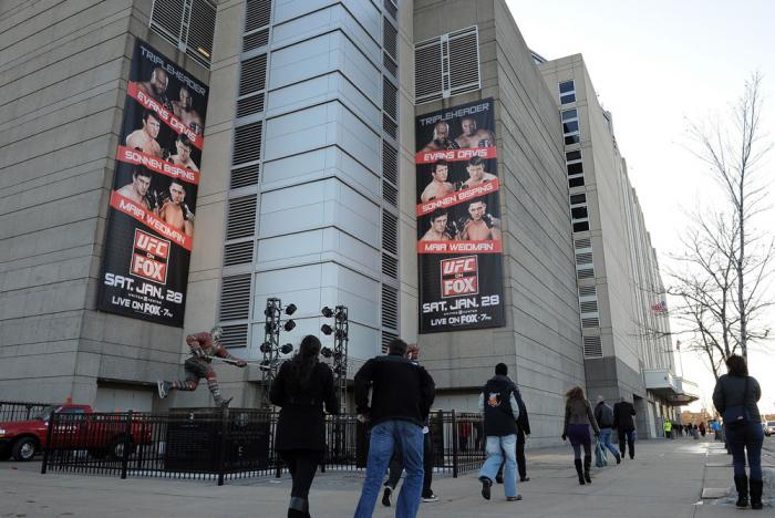 CHICAGO, IL - JANUARY 28: Fans line up outside the arena before the UFC on FOX event at United Center on January 28, 2012 in Chicago, Illinois. (Photo by Kari Hubert/Zuffa LLC/Zuffa LLC via Getty Images)