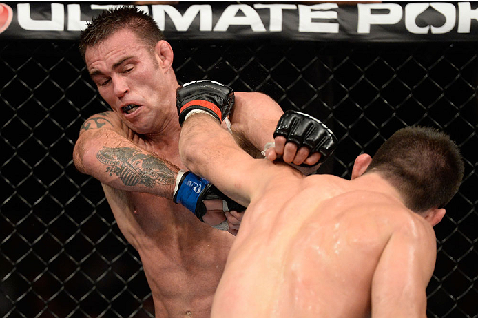 BARUERI, BRAZIL - OCTOBER 9: (R-L) Demian Maia punches Jake Shields in their welterweight bout during the UFC Fight Night event at the Ginasio Jose Correa on October 9, 2013 in Barueri, Sao Paulo, Brazil. (Photo by Jeff Bottari/Zuffa LLC/Zuffa LLC via Ge