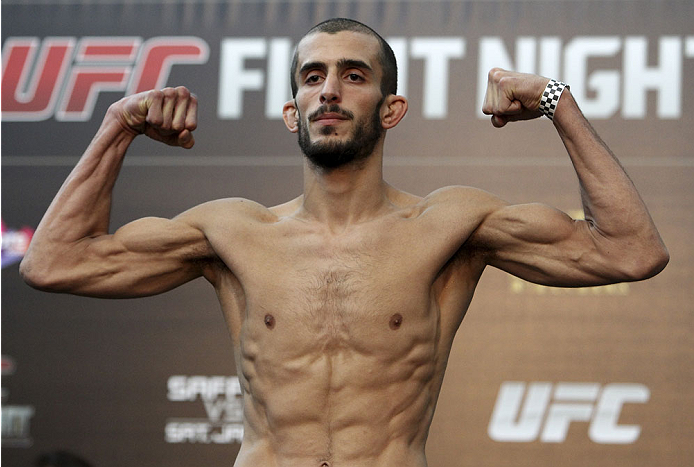 SINGAPORE - JANUARY 03: Quinn Mulhern during the UFC Fight Night Singapore Weigh-in at the Shoppes at Marina Bay Sands on January 3, 2014 in Singapore. (Photo by Mitch Viquez/Zuffa LLC/Zuffa LLC via Getty Images)