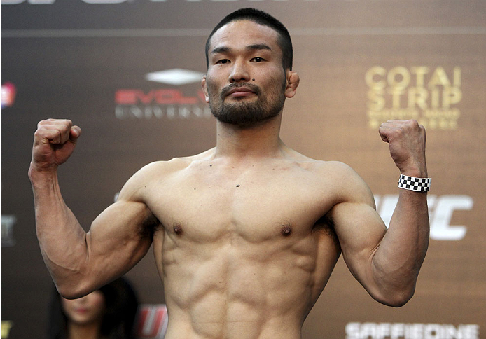 SINGAPORE - JANUARY 03: Katsunori Kikuno during the UFC Fight Night Singapore Weigh-in at the Shoppes at Marina Bay Sands on January 3, 2014 in Singapore. (Photo by Mitch Viquez/Zuffa LLC/Zuffa LLC via Getty Images)