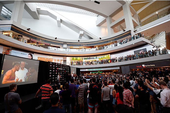 SINGAPORE - JANUARY 03: A general view during the UFC Fight Night Singapore Weigh-in at the Shoppes at Marina Bay Sands on January 3, 2014 in Singapore. (Photo by Josh Hedges/Zuffa LLC/Zuffa LLC via Getty Images)