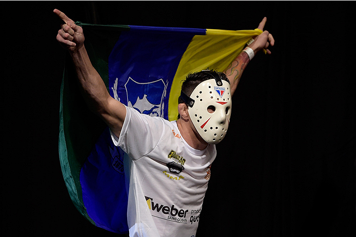 GOIANIA, BRAZIL - MAY 29: Featherweight fighter Rony Jason of Brazil weighs in during the UFC Fight Night Weigh-ins at Goiania Arena on May 29, 2015 in Goiania, Brazil. (Photo by Buda Mendes/Zuffa LLC/Zuffa LLC via Getty Images)