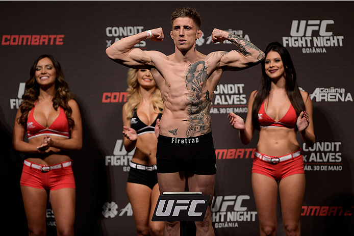GOIANIA, BRAZIL - MAY 29: Lightweight fighter Norman Parke of Northern Ireland weighs in during the UFC Fight Night Weigh-ins at Goiania Arena on May 29, 2015 in Goiania, Brazil. (Photo by Buda Mendes/Zuffa LLC/Zuffa LLC via Getty Images)