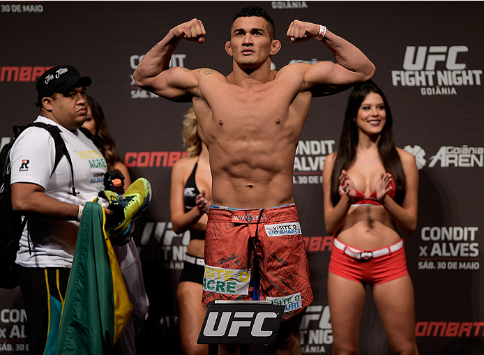 GOIANIA, BRAZIL - MAY 29: Light heavyweight fighter Francimar Barroso of Brazil weighs in during the UFC Fight Night Weigh-ins at Goiania Arena on May 29, 2015 in Goiania, Brazil. (Photo by Buda Mendes/Zuffa LLC/Zuffa LLC via Getty Images)