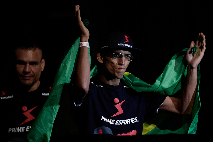 GOIANIA, BRAZIL - MAY 29: Featherweight fighter Charles Oliveira of Brazil enters the arena during the UFC Fight Night Weigh-ins at Goiania Arena on May 29, 2015 in Goiania, Brazil. (Photo by Buda Mendes/Zuffa LLC/Zuffa LLC via Getty Images)