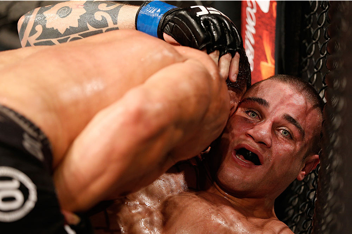 GOIANIA, BRAZIL - NOVEMBER 09: (R-L) Daniel Sarafian is controlled by Cezar ''Mutante'' Ferreira on the ground in their middleweight bout during the UFC event at Arena Goiania on November 9, 2013 in Goiania, Brazil. (Photo by Josh Hedges/Zuffa LLC/Zuffa L