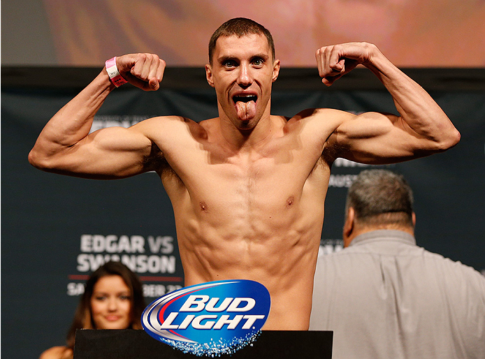 AUSTIN, TX - NOVEMBER 21: James Vick weighs in during the UFC weigh-in at The Frank Erwin Center on November 21, 2014 in Austin, Texas. (Photo by Josh Hedges/Zuffa LLC/Zuffa LLC via Getty Images)